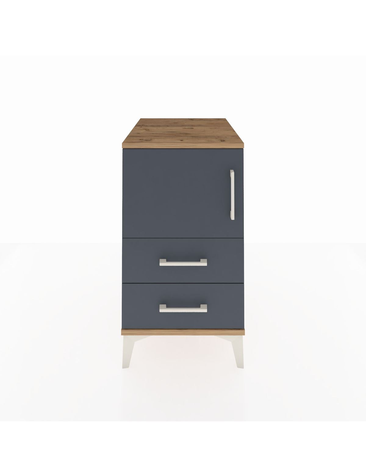 Kronos Komodin 2 Raflı 2 Çekmeceli Tek Kapaklı 44x59x80 Çam-Antrasit