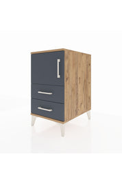 Kronos Komodin 2 Raflı 2 Çekmeceli Tek Kapaklı 44x59x80 Çam-Antrasit