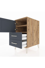 Kronos Komodin 2 Raflı 2 Çekmeceli Tek Kapaklı 44x59x80 Çam-Antrasit