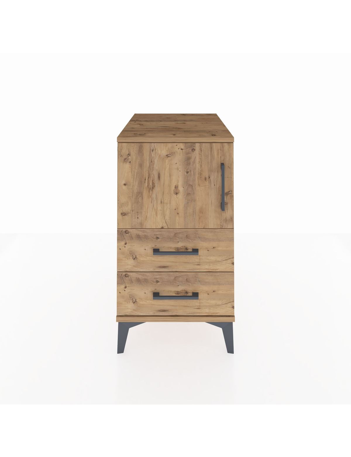 Kronos Komodin 2 Raflı 2 Çekmeceli Tek Kapaklı 44x59x80 Çam-Çam