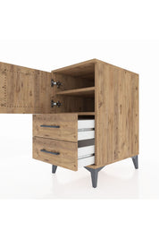 Kronos Komodin 2 Raflı 2 Çekmeceli Tek Kapaklı 44x59x80 Çam-Çam