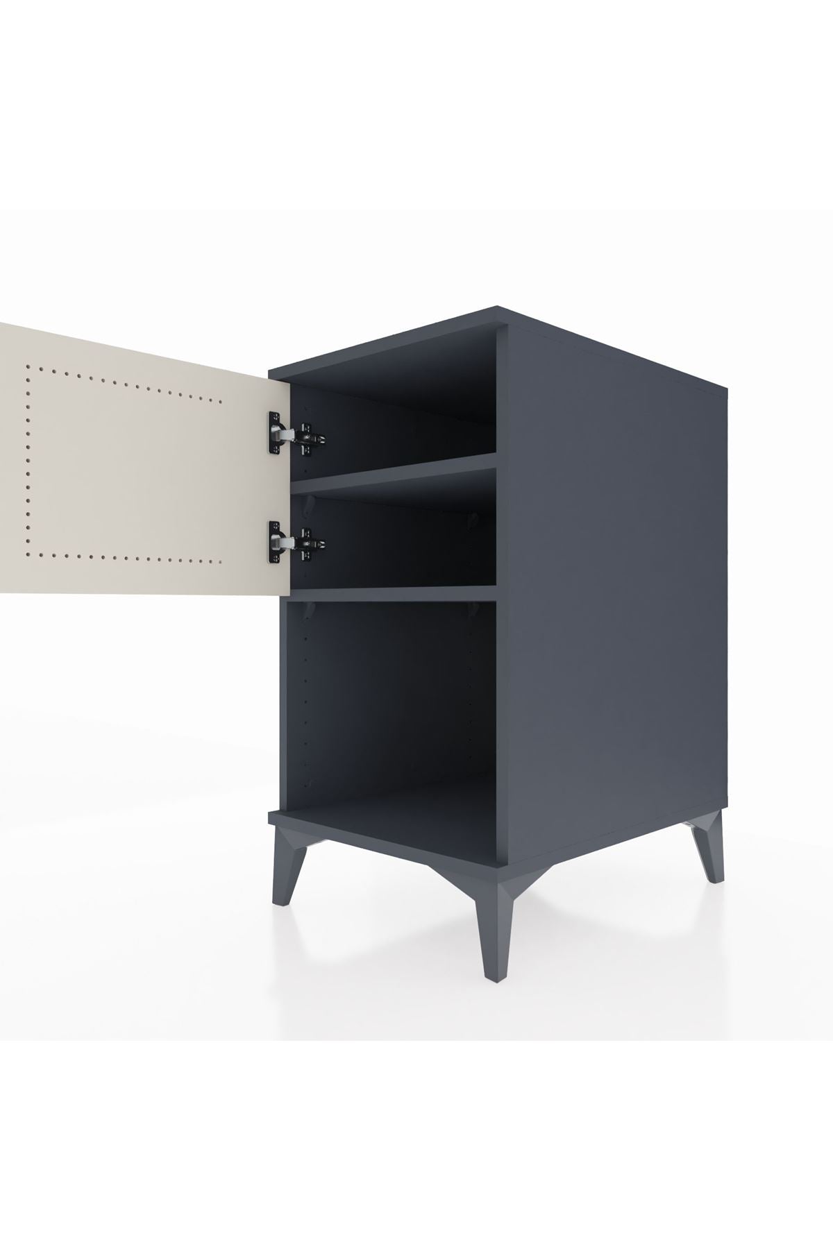 Kronos Komodin 2 Raflı Tek Kapaklı 44x59x80 Antrasit-Aytaşı