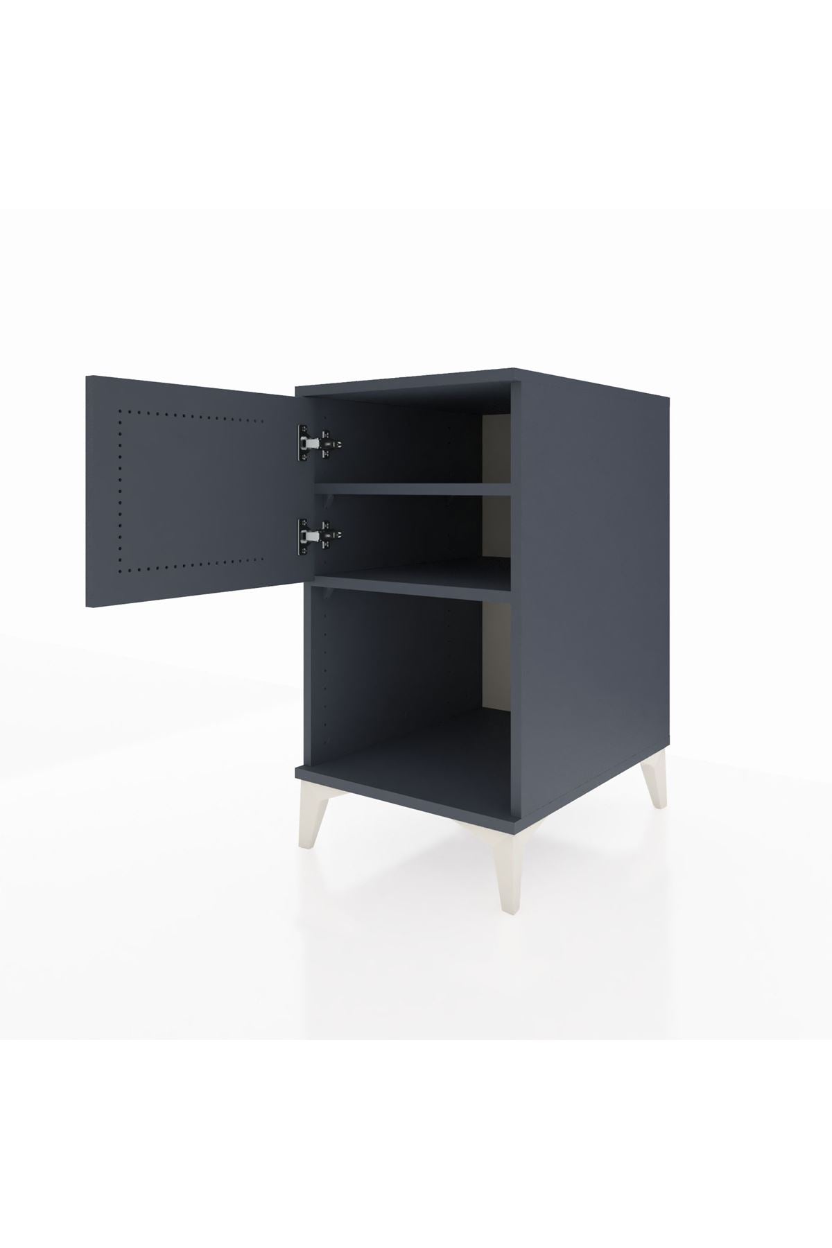 Kronos Komodin 2 Raflı Tek Kapaklı 44x59x80 Antrasit-Antrasit