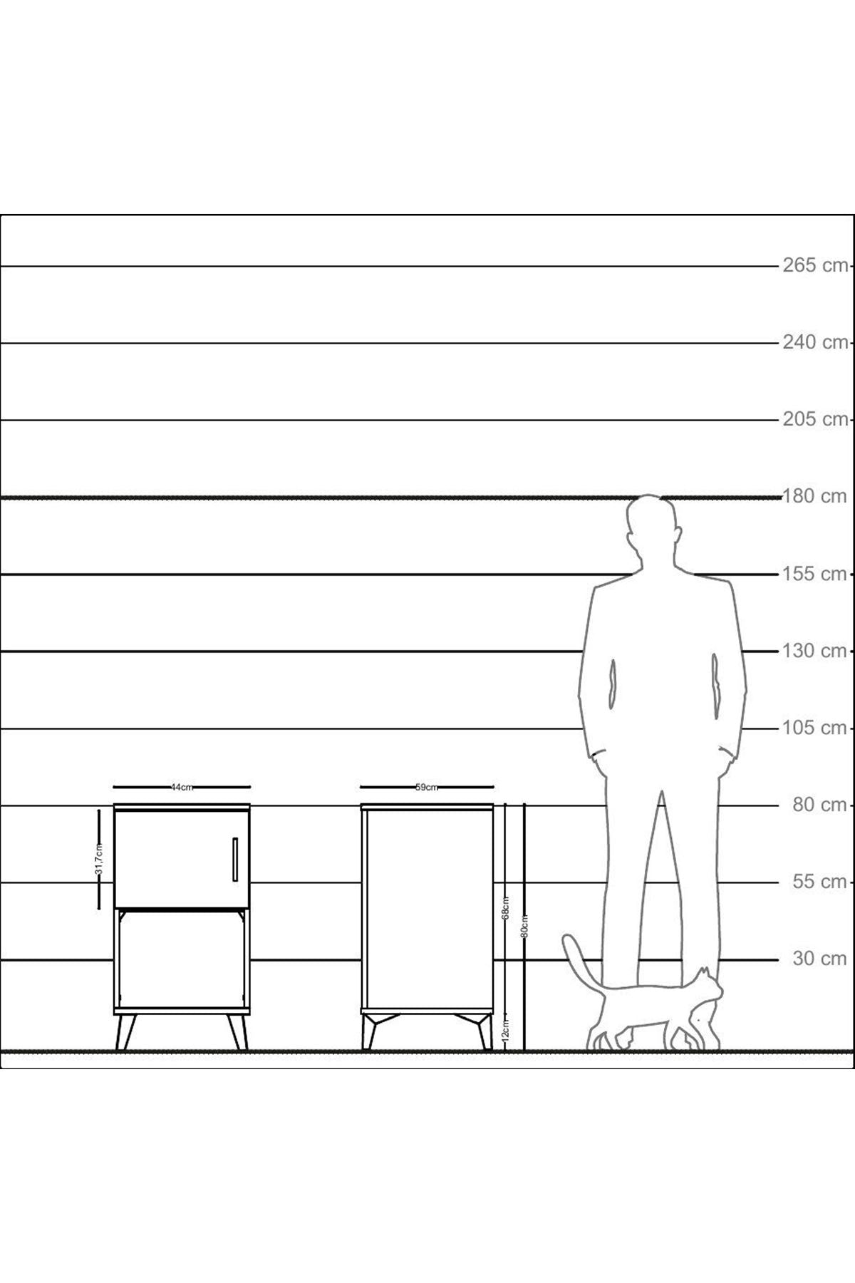 Kronos Komodin 2 Raflı Tek Kapaklı 44x59x80 Antrasit-Antrasit