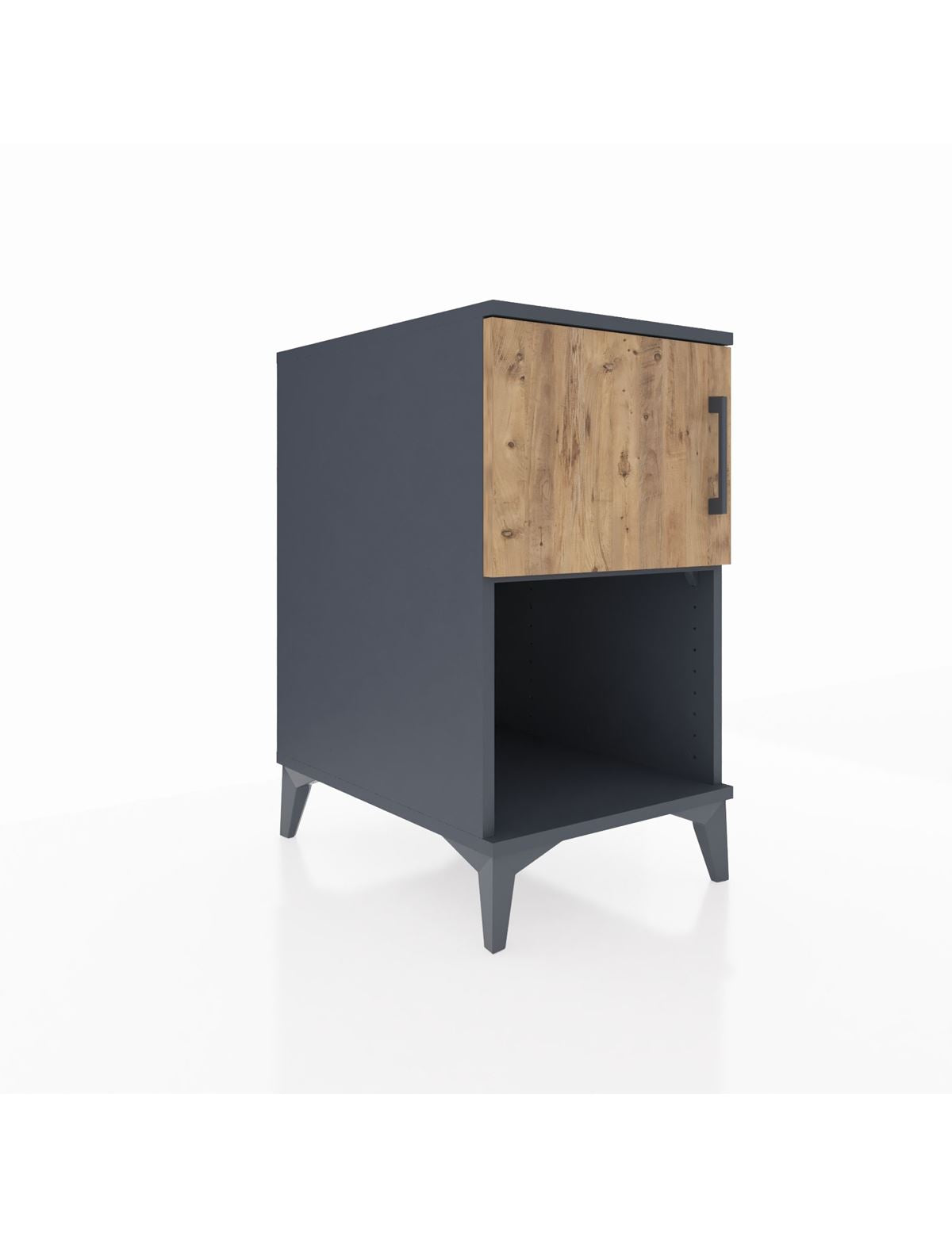 Kronos Komodin 2 Raflı Tek Kapaklı 44x59x80 Antrasit-Çam