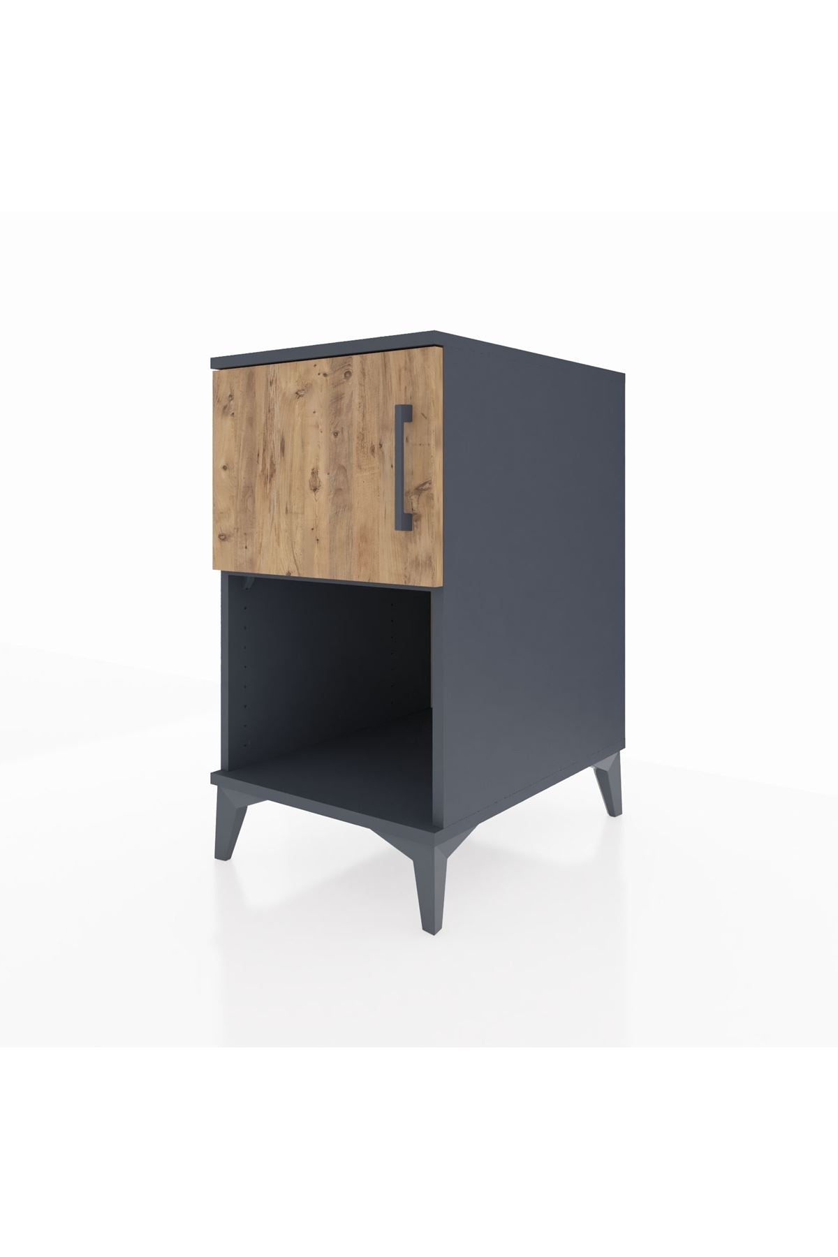 Kronos Komodin 2 Raflı Tek Kapaklı 44x59x80 Antrasit-Çam