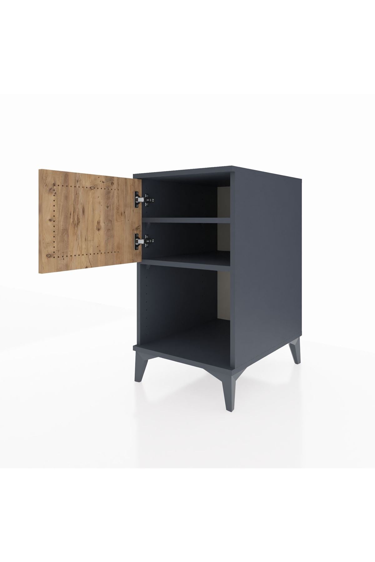 Kronos Komodin 2 Raflı Tek Kapaklı 44x59x80 Antrasit-Çam