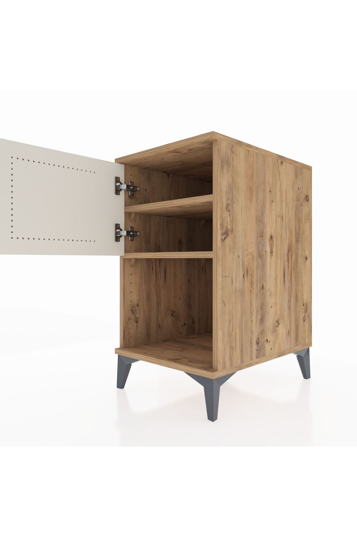 Kronos Komodin 2 Raflı Tek Kapaklı 44x59x80 Çam-Aytaşı