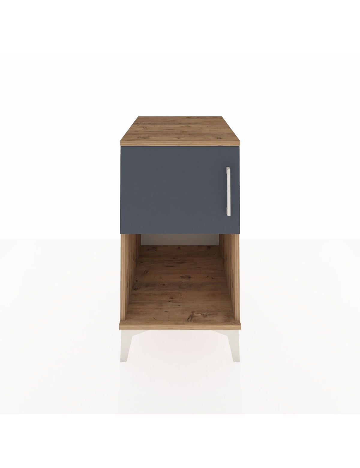 Kronos Komodin 2 Raflı Tek Kapaklı 44x59x80 Çam-Antrasit