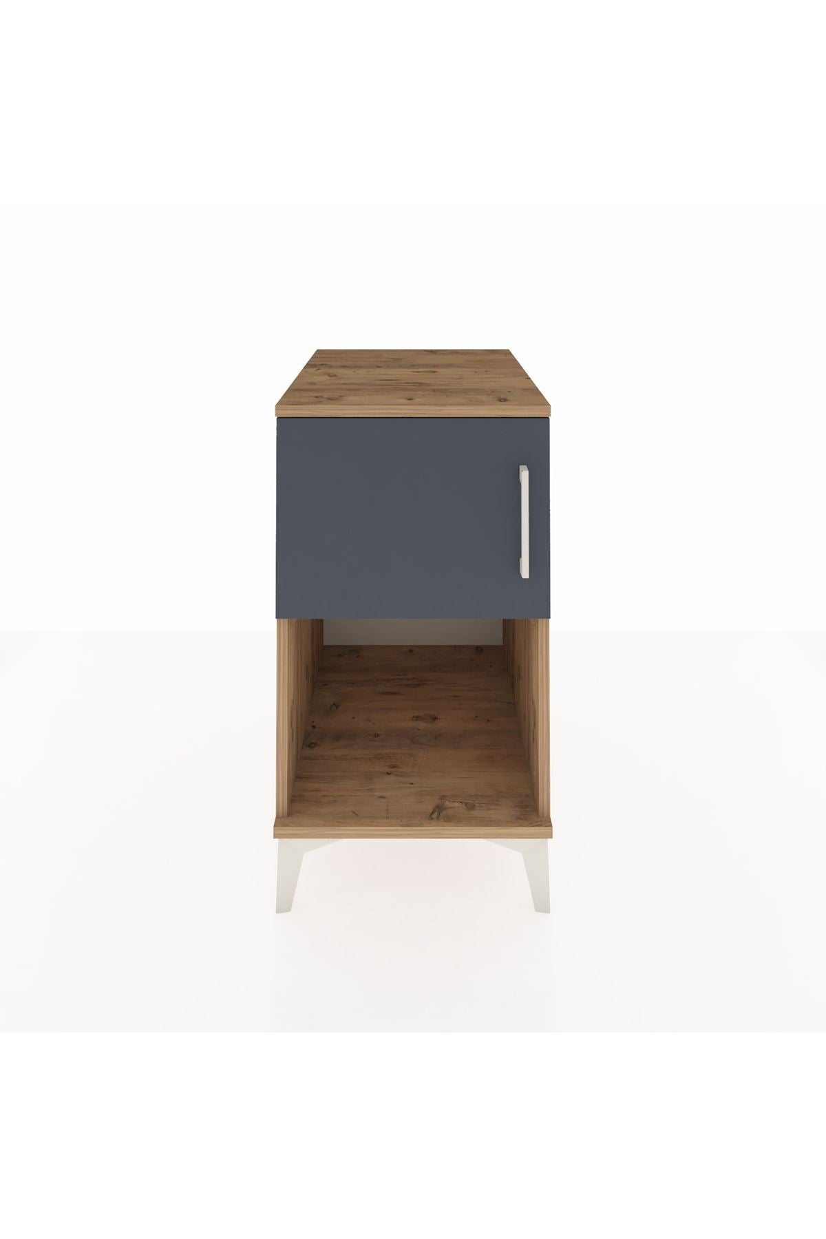 Kronos Komodin 2 Raflı Tek Kapaklı 44x59x80 Çam-Antrasit