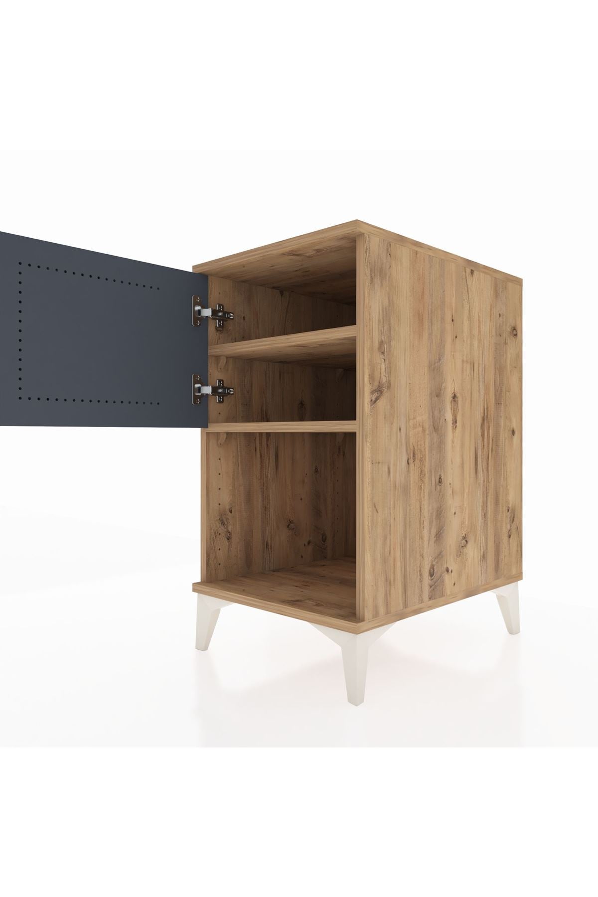 Kronos Komodin 2 Raflı Tek Kapaklı 44x59x80 Çam-Antrasit