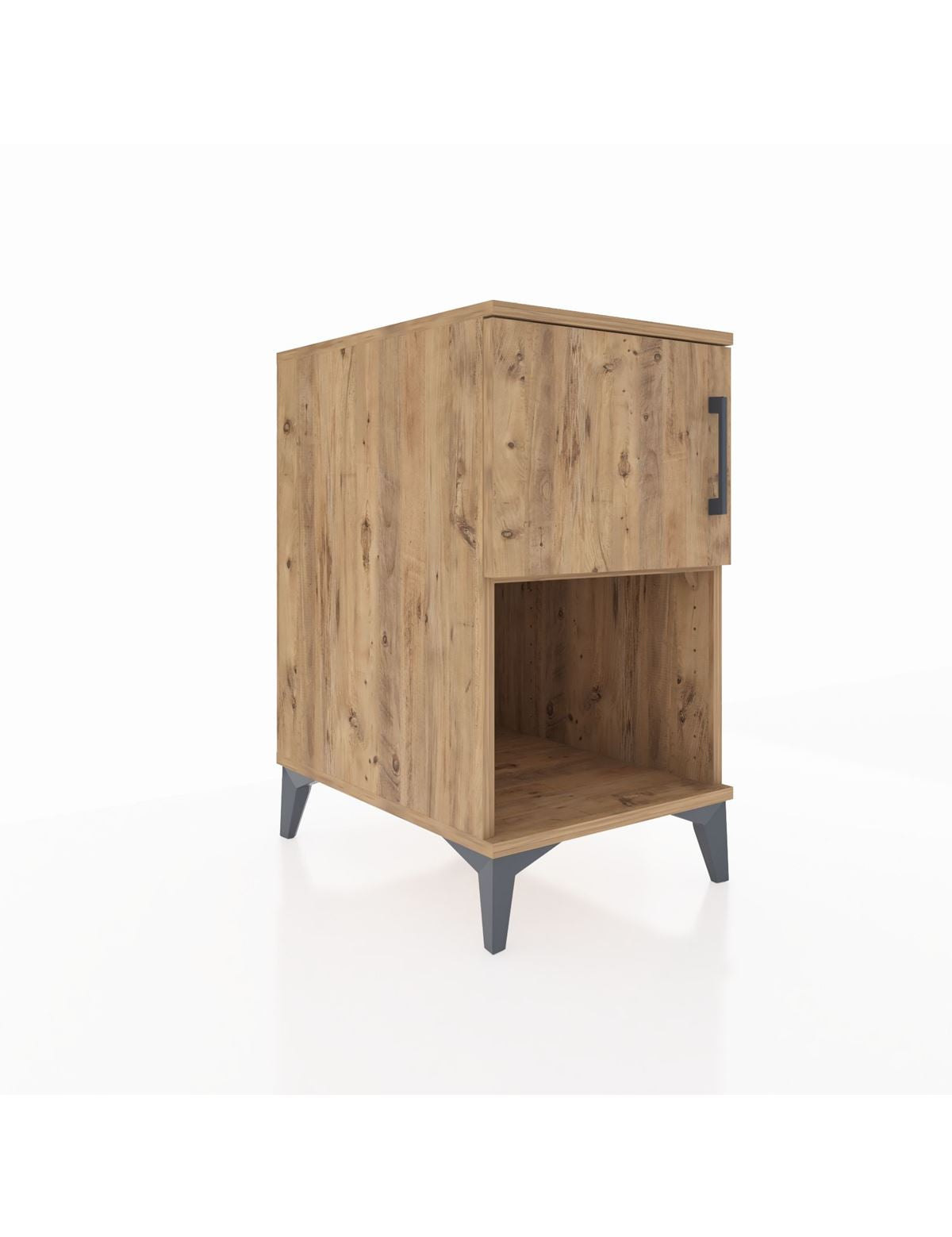 Kronos Komodin 2 Raflı Tek Kapaklı 44x59x80 Çam-Çam