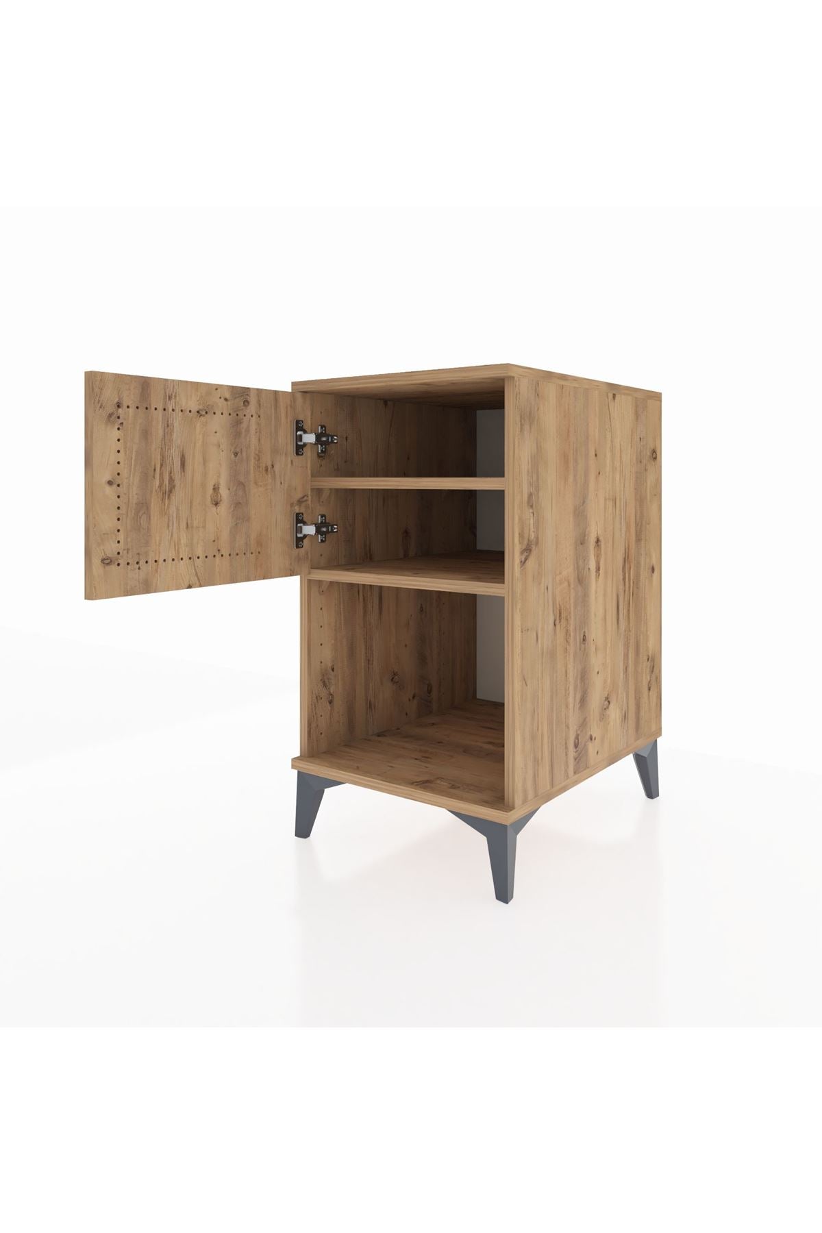 Kronos Komodin 2 Raflı Tek Kapaklı 44x59x80 Çam-Çam