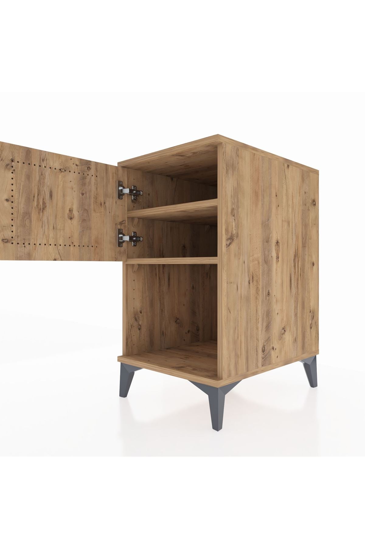 Kronos Komodin 2 Raflı Tek Kapaklı 44x59x80 Çam-Çam