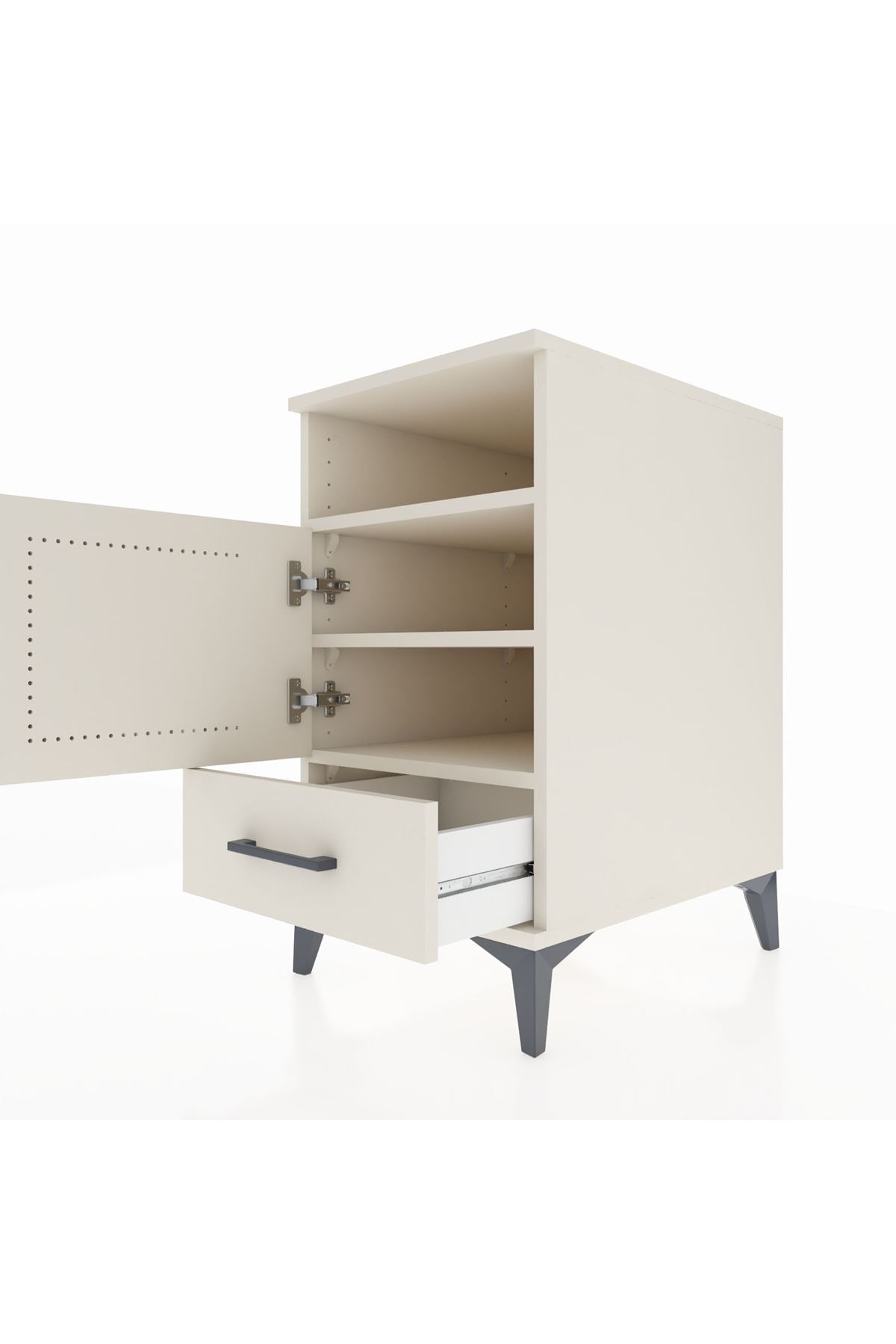 Kronos Komodin 3 Raflı Tek Çekmeceli Tek Kapaklı 44x59x80 Aytaşı-Aytaşı