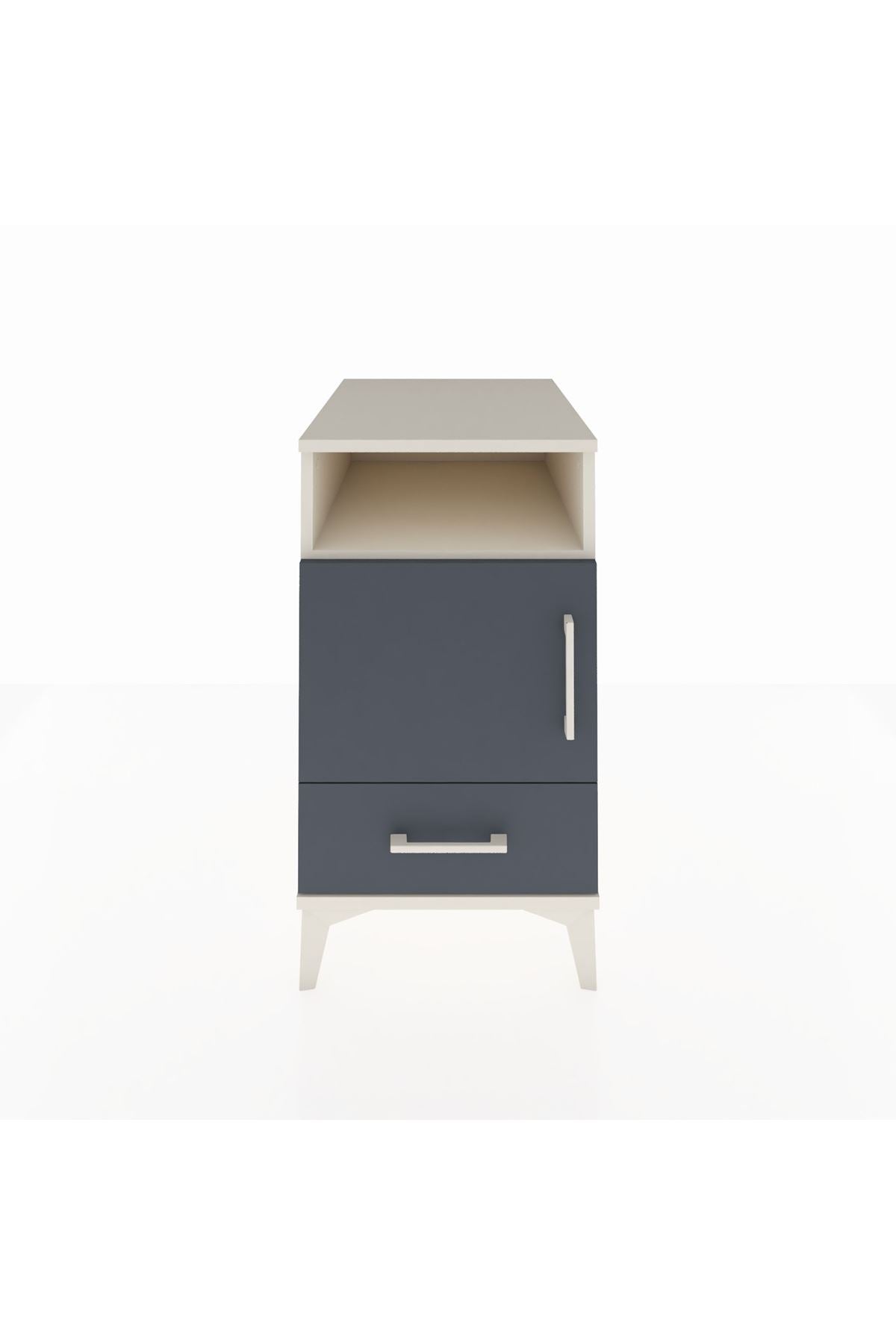 Kronos Komodin 3 Raflı Tek Çekmeceli Tek Kapaklı 44x59x80 Aytaşı-Antrasit