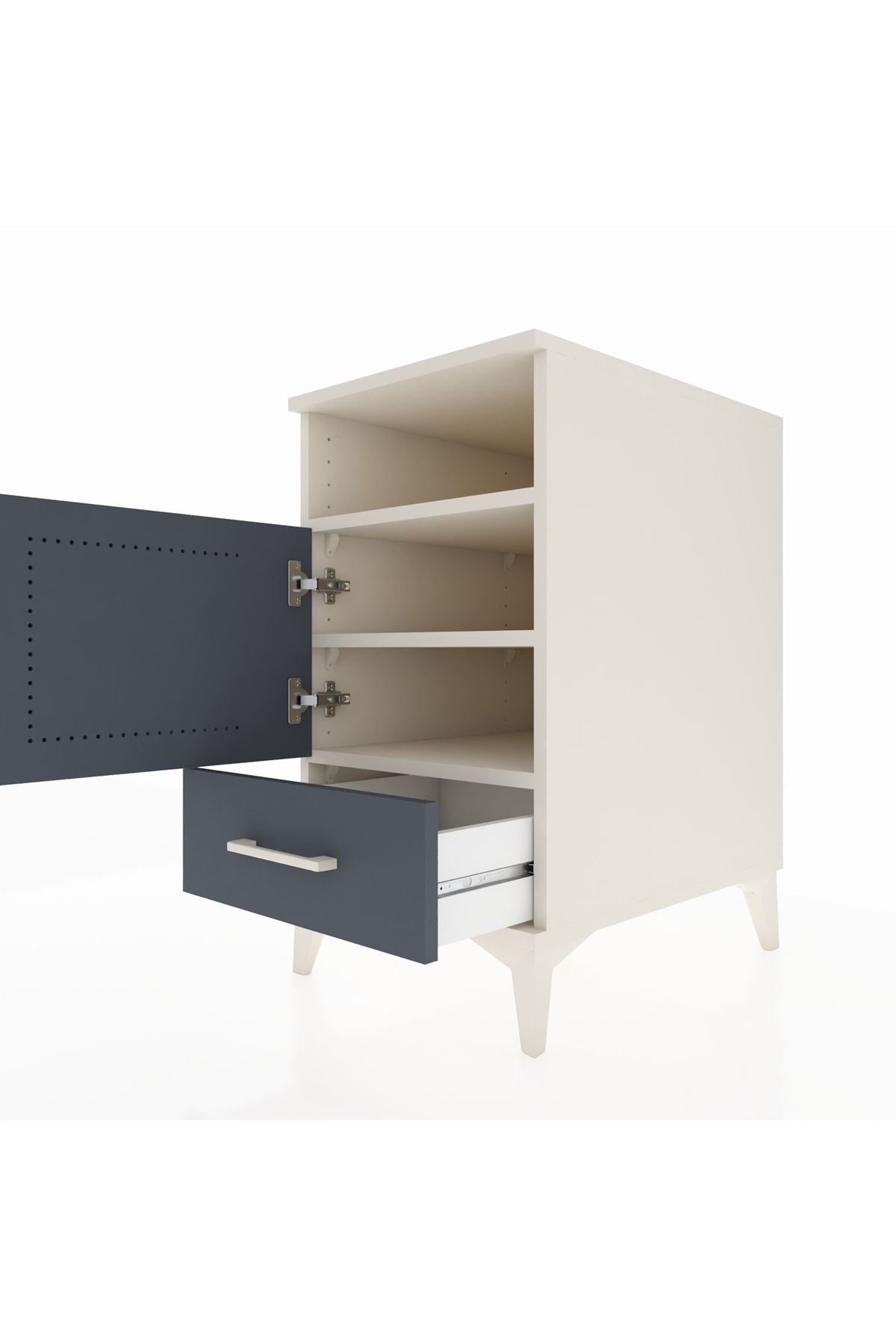 Kronos Komodin 3 Raflı Tek Çekmeceli Tek Kapaklı 44x59x80 Aytaşı-Antrasit