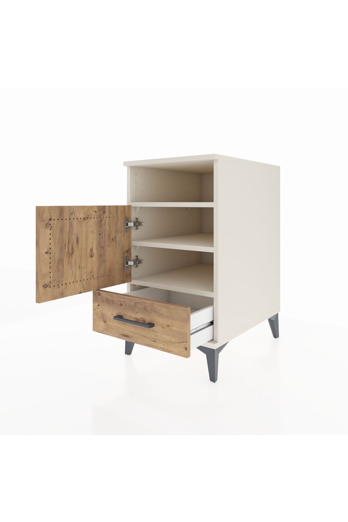 Kronos Komodin 3 Raflı Tek Çekmeceli Tek Kapaklı 44x59x80 Aytaşı-Çam