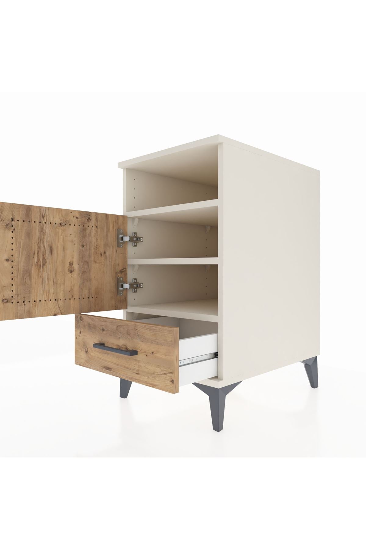 Kronos Komodin 3 Raflı Tek Çekmeceli Tek Kapaklı 44x59x80 Aytaşı-Çam