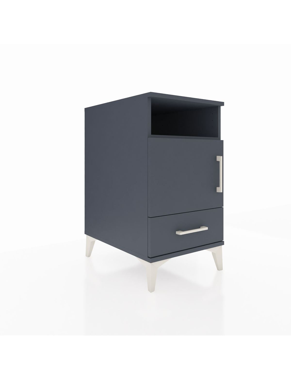 Kronos Komodin 3 Raflı Tek Çekmeceli Tek Kapaklı 44x59x80 Antrasit-Antrasit