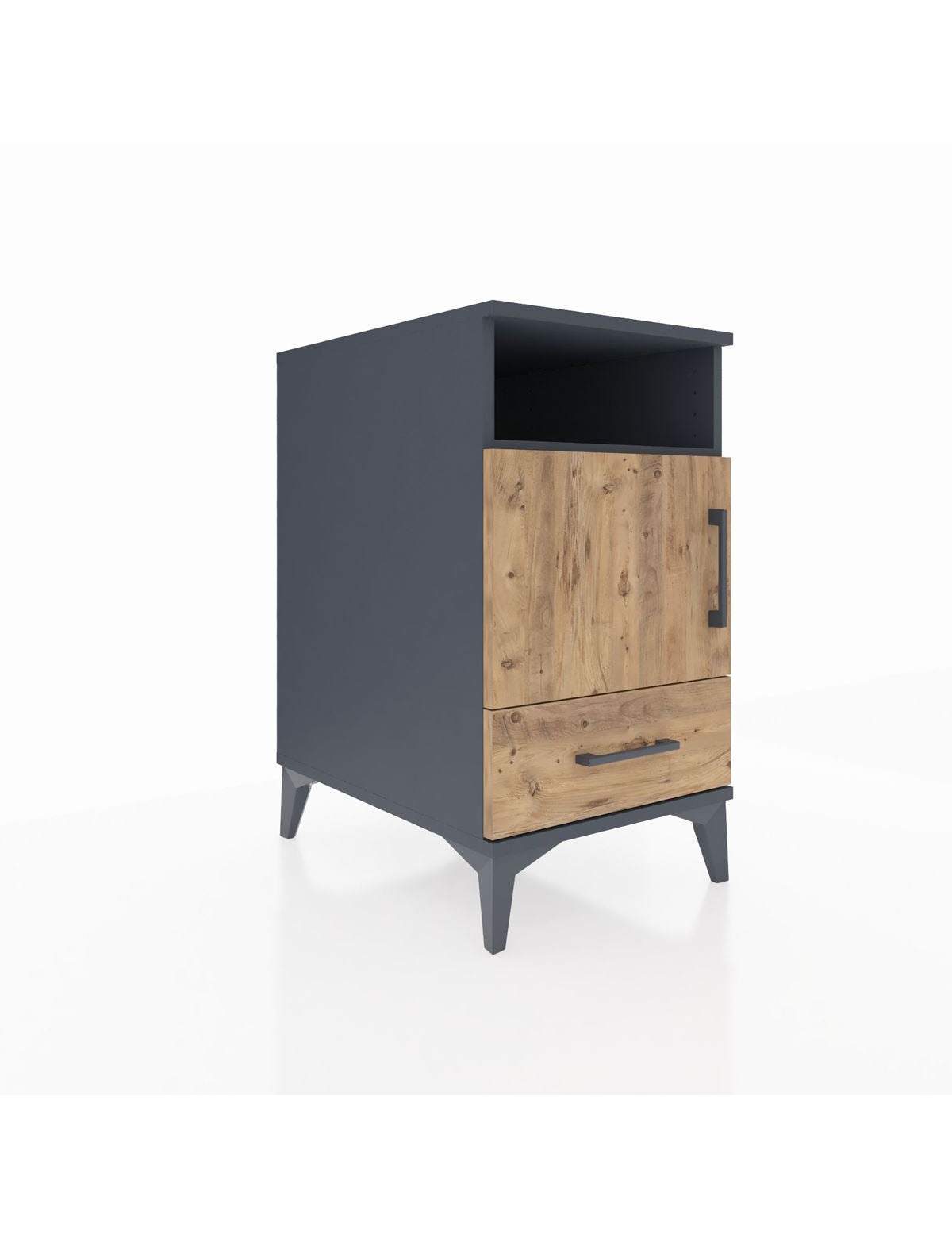 Kronos Komodin 3 Raflı Tek Çekmeceli Tek Kapaklı 44x59x80 Antrasit-Çam