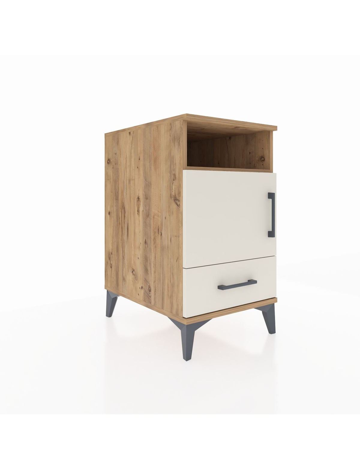 Kronos Komodin 3 Raflı Tek Çekmeceli Tek Kapaklı 44x59x80 Çam-Aytaşı