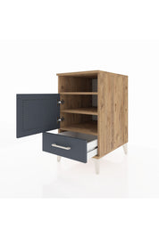 Kronos Komodin 3 Raflı Tek Çekmeceli Tek Kapaklı 44x59x80 Çam-Antrasit