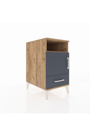 Kronos Komodin 3 Raflı Tek Çekmeceli Tek Kapaklı 44x59x80 Çam-Antrasit