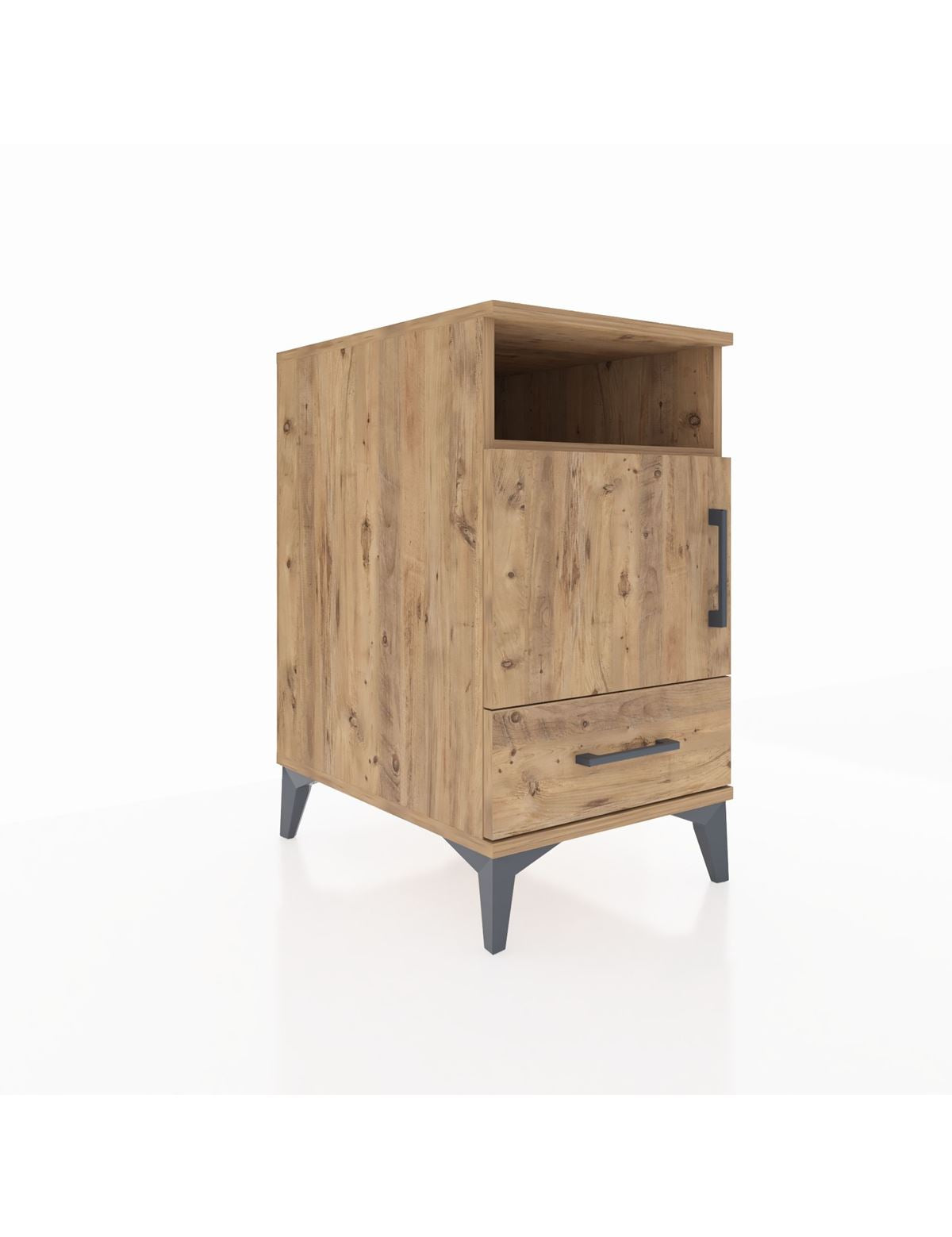 Kronos Komodin 3 Raflı Tek Çekmeceli Tek Kapaklı 44x59x80 Çam-Çam