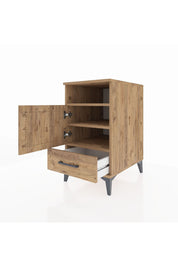 Kronos Komodin 3 Raflı Tek Çekmeceli Tek Kapaklı 44x59x80 Çam-Çam