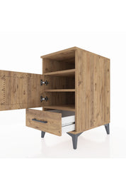 Kronos Komodin 3 Raflı Tek Çekmeceli Tek Kapaklı 44x59x80 Çam-Çam