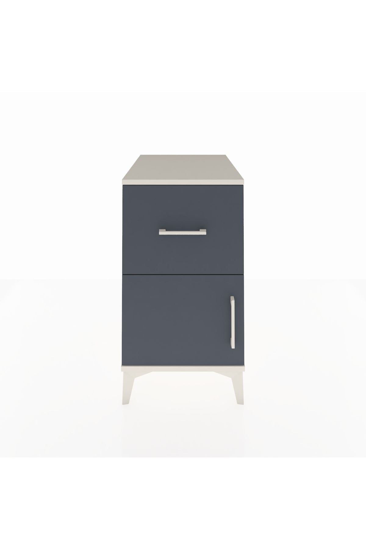 Kronos Komodin Tek Raflı Tek Çekmeceli Tek Kapaklı 44x59x80 Aytaşı-Antrasit