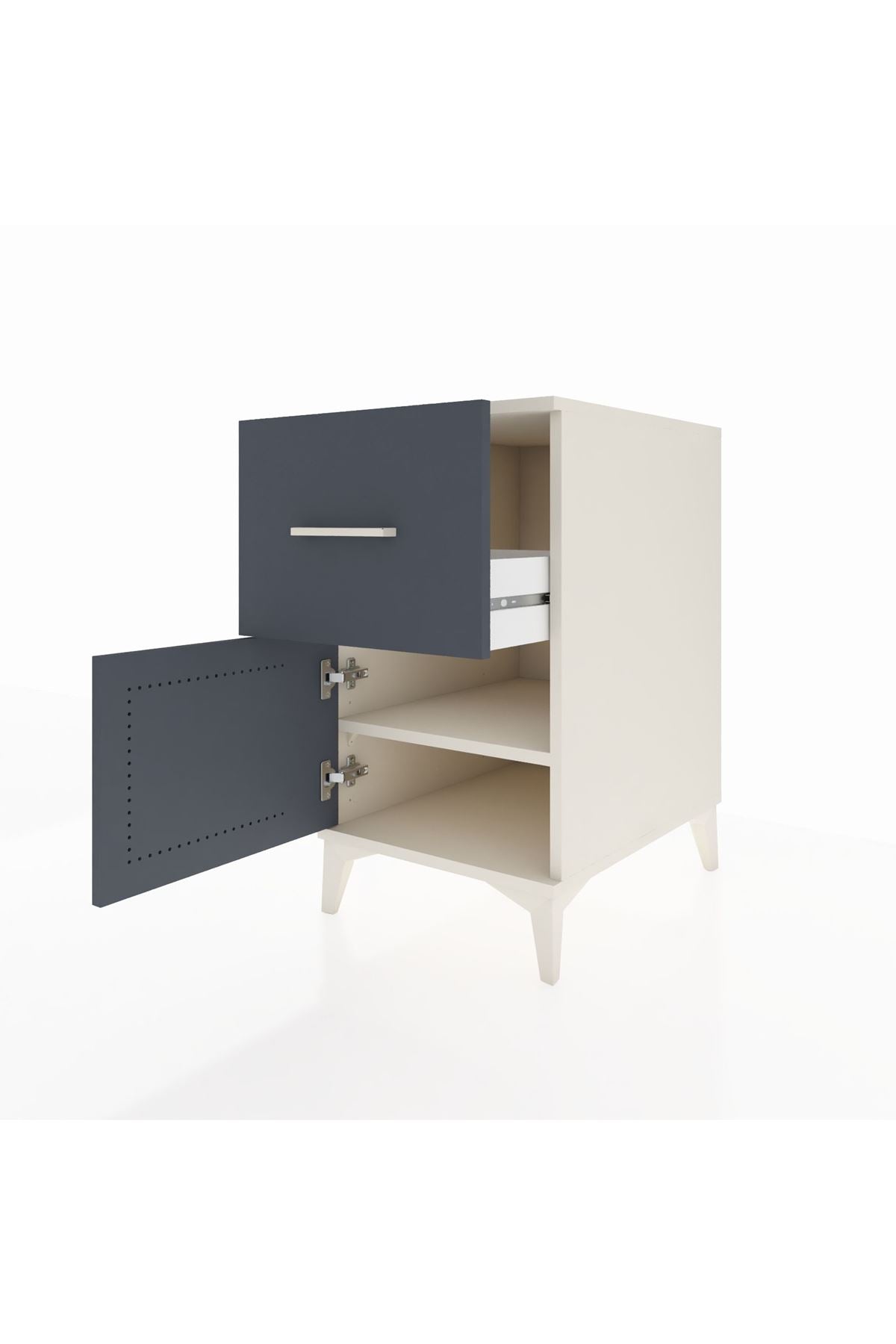 Kronos Komodin Tek Raflı Tek Çekmeceli Tek Kapaklı 44x59x80 Aytaşı-Antrasit