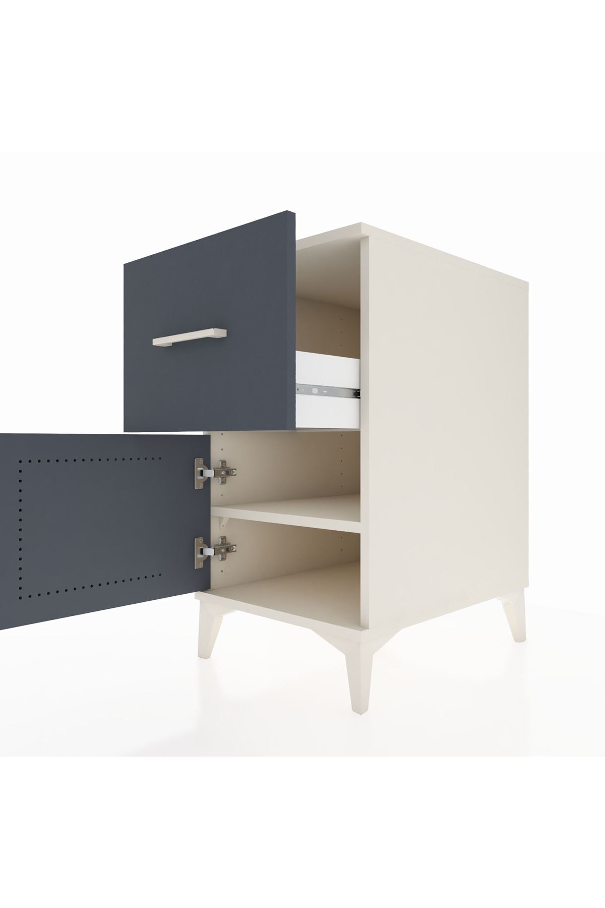 Kronos Komodin Tek Raflı Tek Çekmeceli Tek Kapaklı 44x59x80 Aytaşı-Antrasit