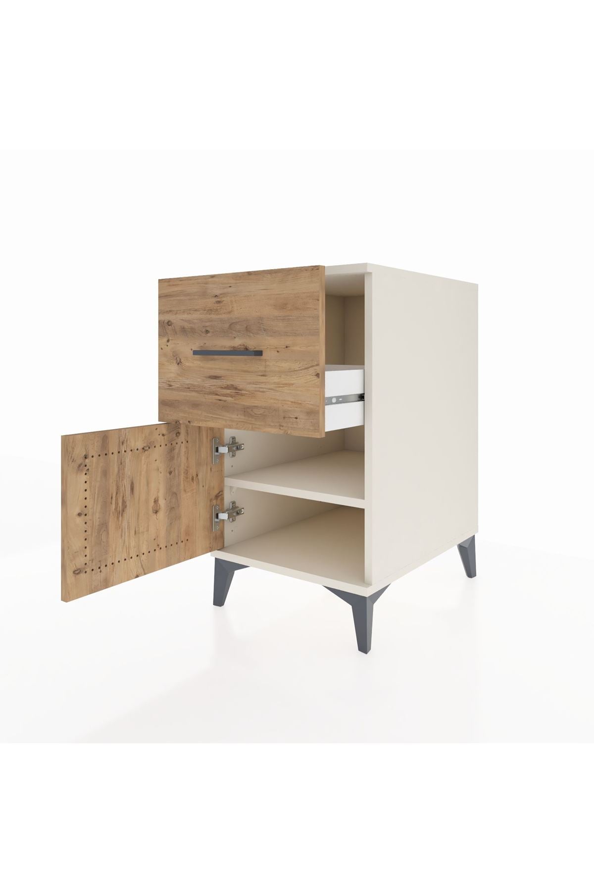 Kronos Komodin Tek Raflı Tek Çekmeceli Tek Kapaklı 44x59x80 Aytaşı-Çam