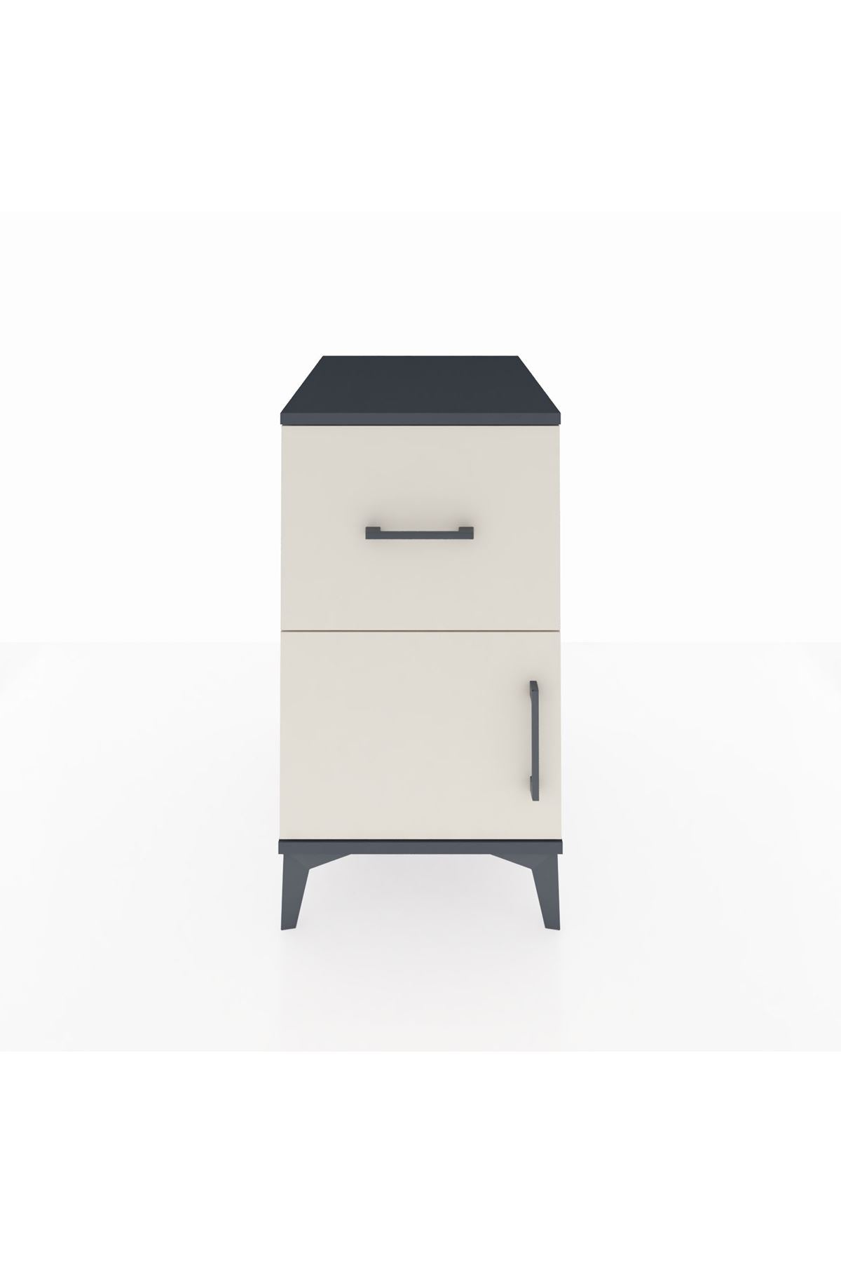 Kronos Komodin Tek Raflı Tek Çekmeceli Tek Kapaklı 44x59x80 Antrasit-Aytaşı