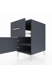 Kronos Komodin Tek Raflı Tek Çekmeceli Tek Kapaklı 44x59x80 Antrasit-Antrasit