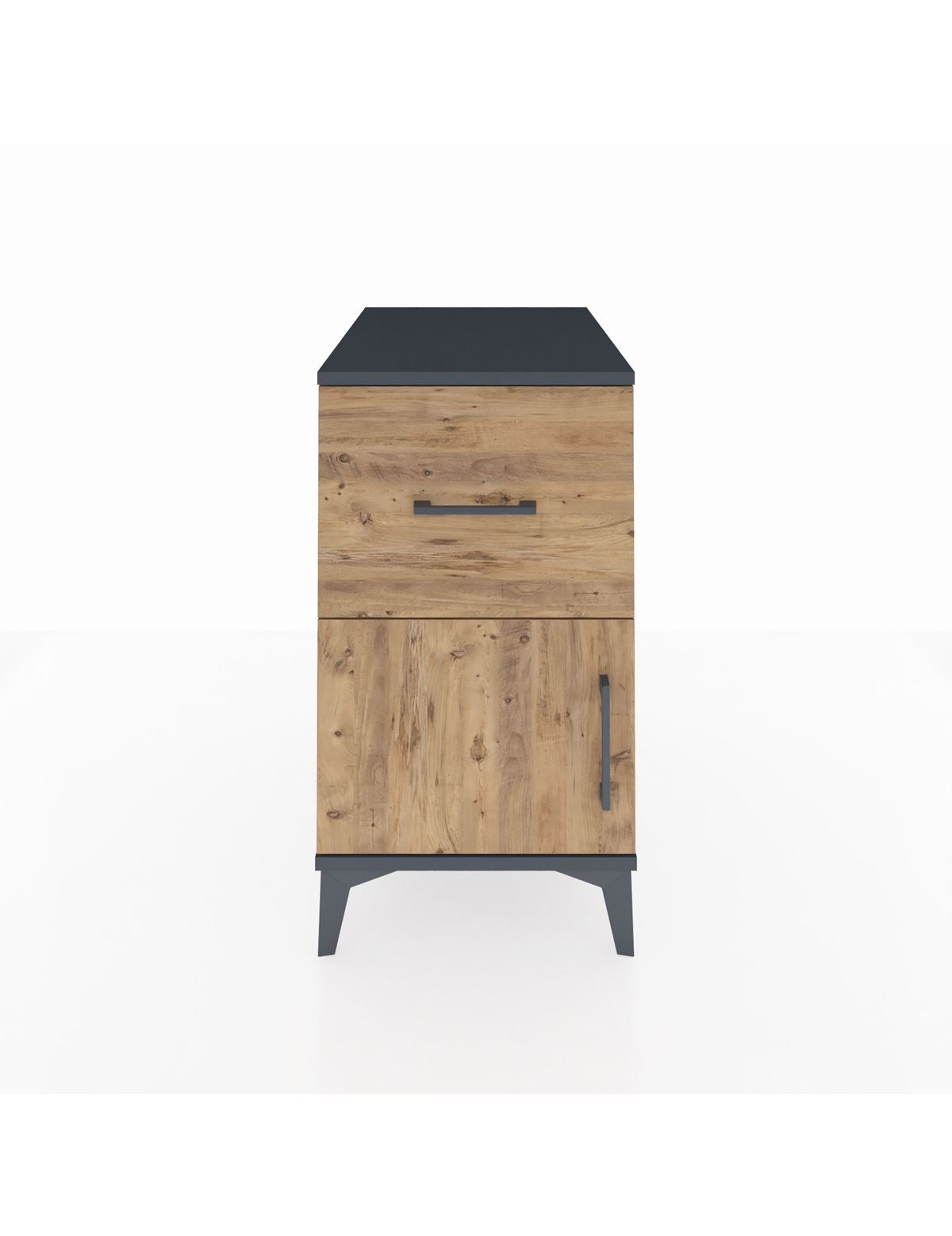 Kronos Komodin Tek Raflı Tek Çekmeceli Tek Kapaklı 44x59x80 Antrasit-Çam