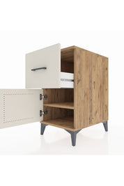 Kronos Komodin Tek Raflı Tek Çekmeceli Tek Kapaklı 44x59x80 Çam-Aytaşı