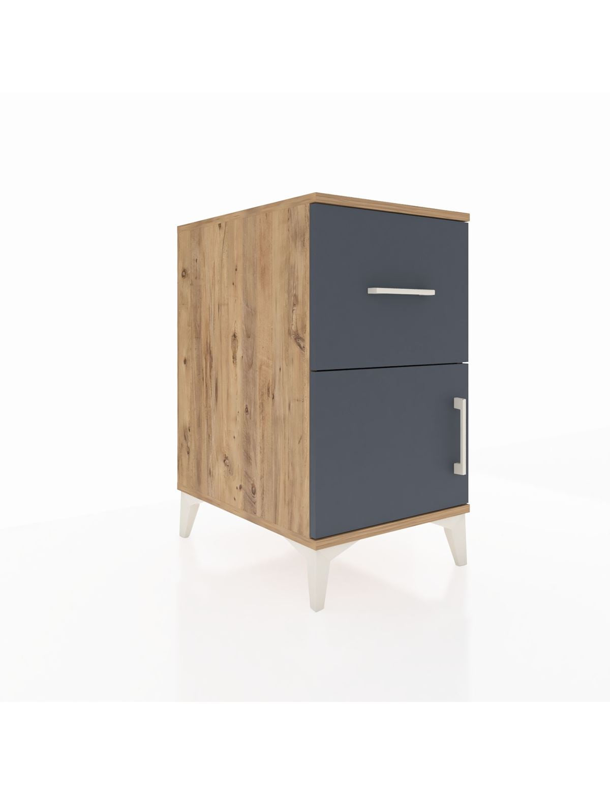 Kronos Komodin Tek Raflı Tek Çekmeceli Tek Kapaklı 44x59x80 Çam-Antrasit