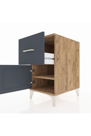 Kronos Komodin Tek Raflı Tek Çekmeceli Tek Kapaklı 44x59x80 Çam-Antrasit