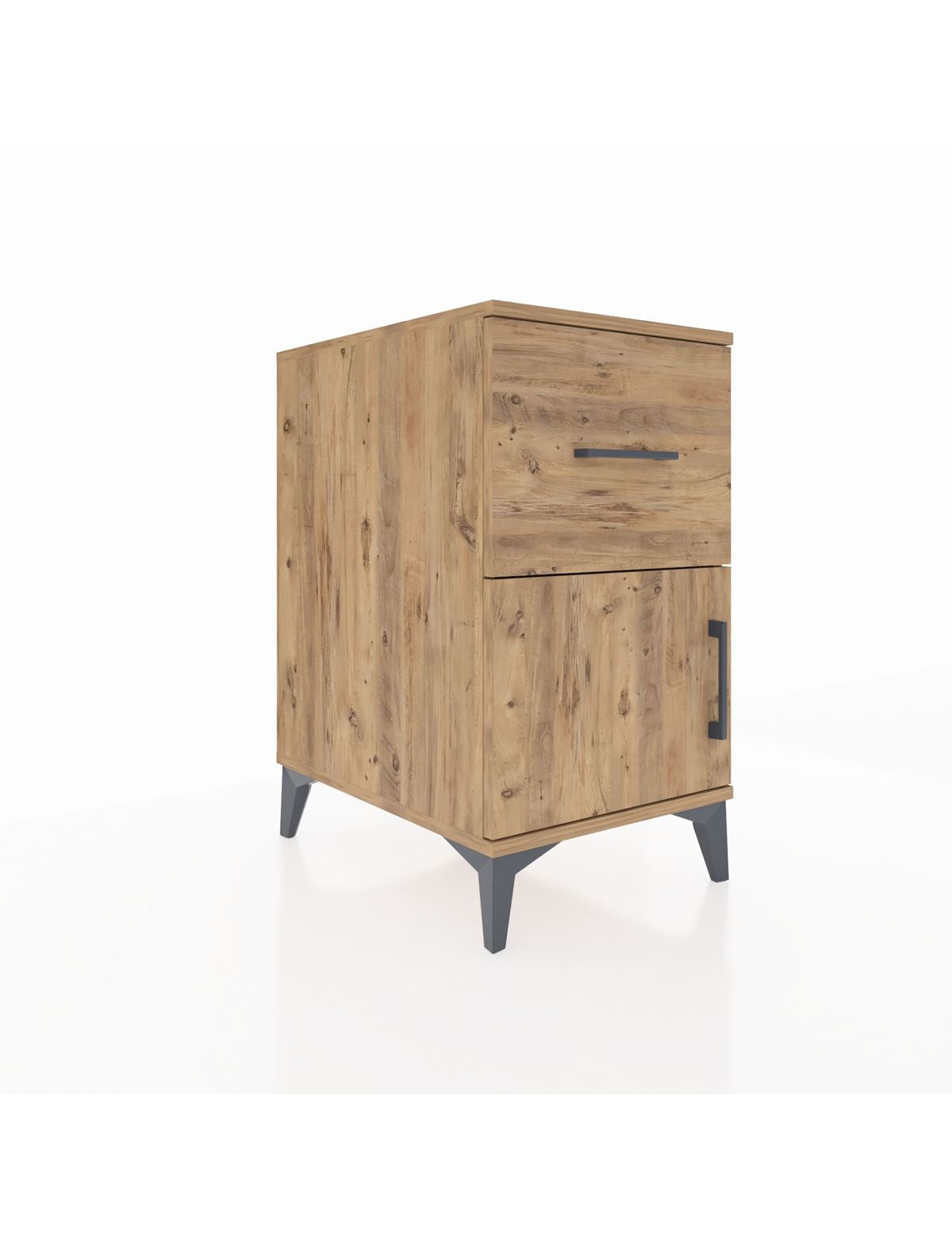 Kronos Komodin Tek Raflı Tek Çekmeceli Tek Kapaklı 44x59x80 Çam-Çam