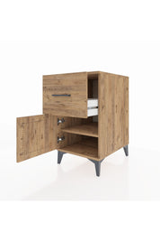 Kronos Komodin Tek Raflı Tek Çekmeceli Tek Kapaklı 44x59x80 Çam-Çam