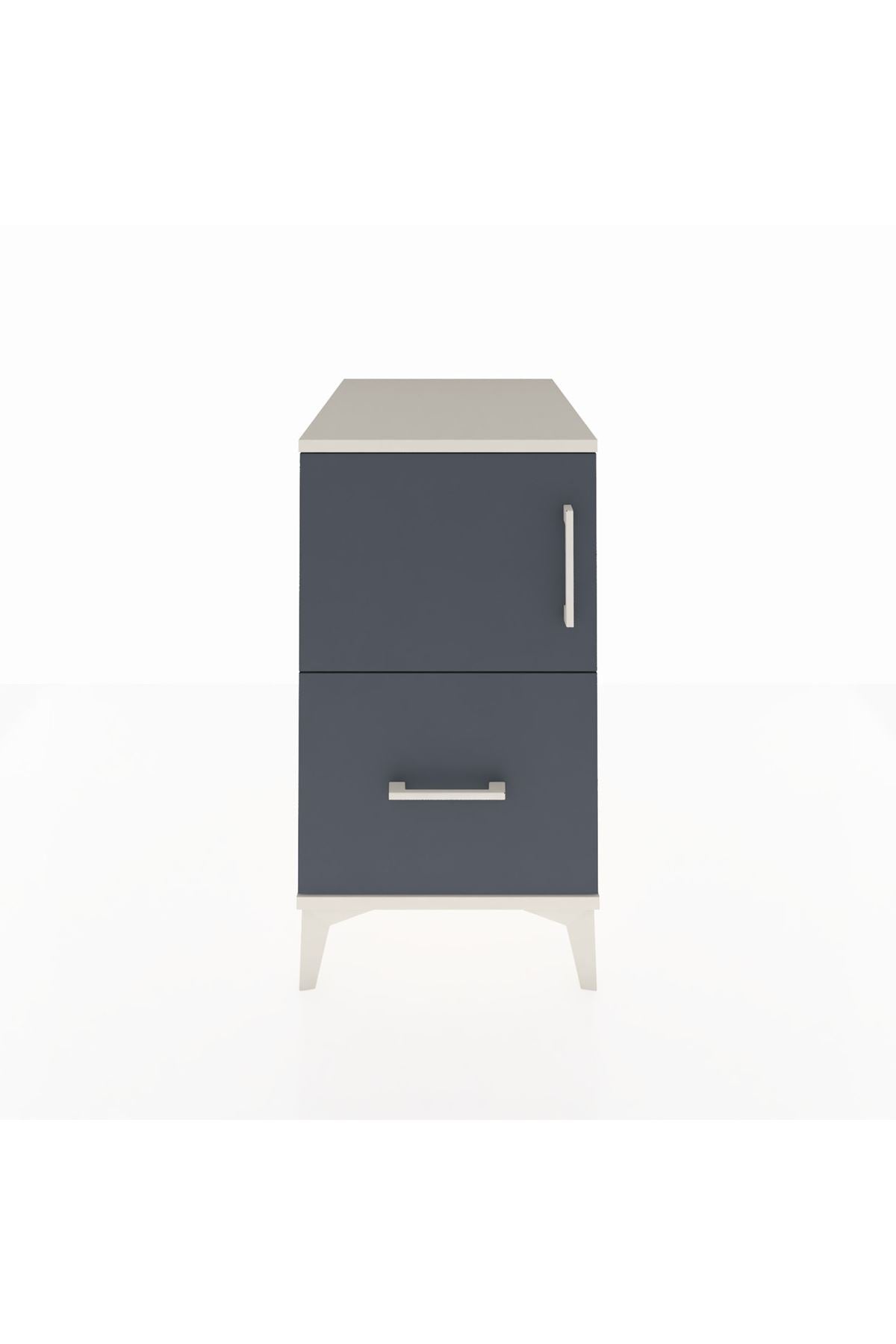 Kronos Komodin 2 Raflı Tek Çekmeceli Tek Kapaklı 44x59x80 Aytaşı-Antrasit