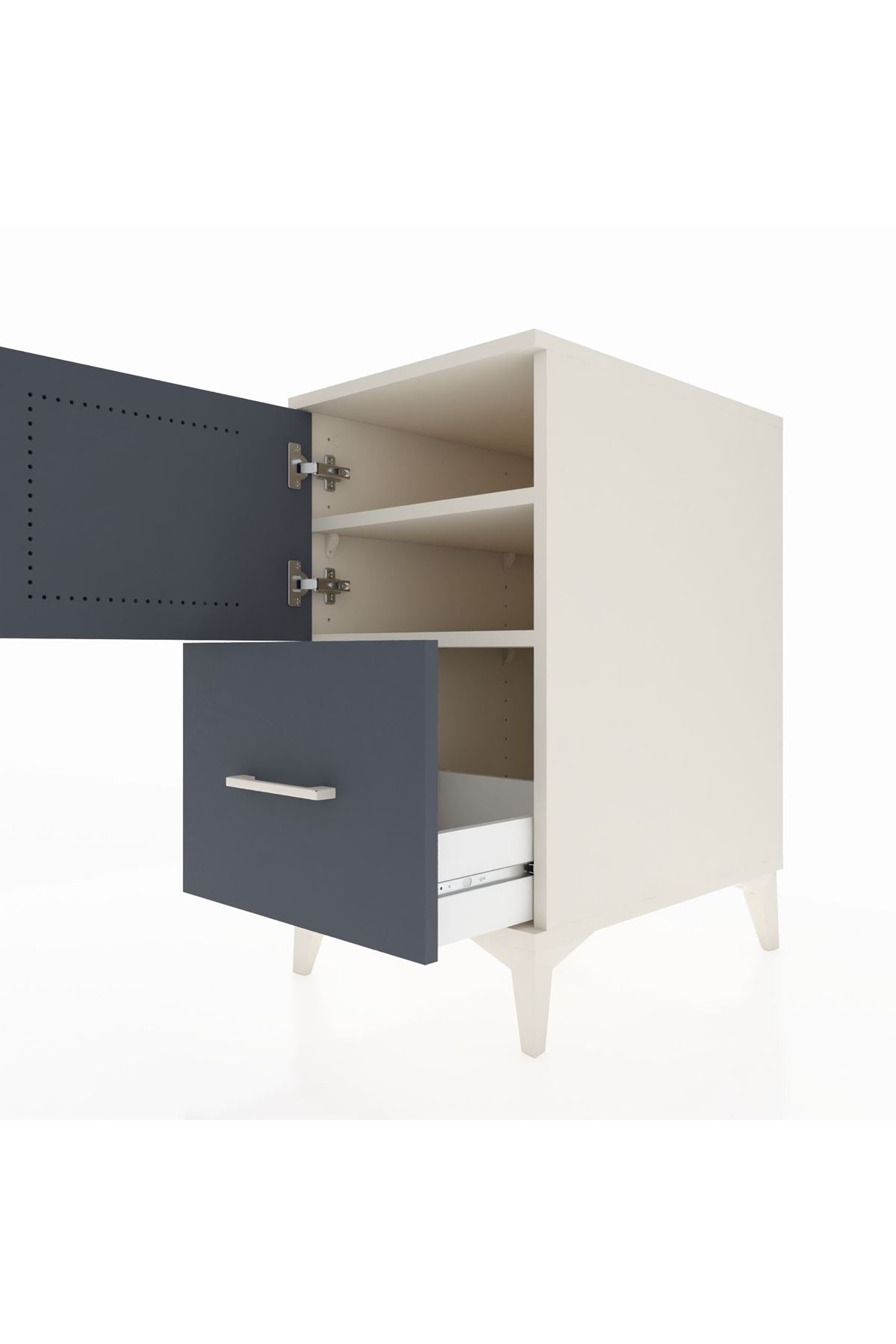 Kronos Komodin 2 Raflı Tek Çekmeceli Tek Kapaklı 44x59x80 Aytaşı-Antrasit