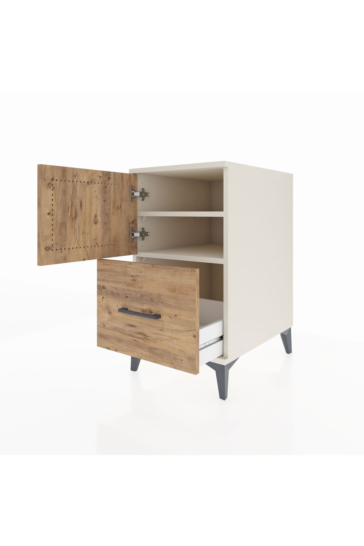 Kronos Komodin 2 Raflı Tek Çekmeceli Tek Kapaklı 44x59x80 Aytaşı-Çam