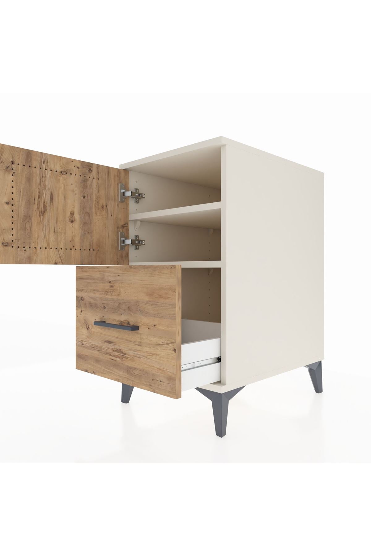 Kronos Komodin 2 Raflı Tek Çekmeceli Tek Kapaklı 44x59x80 Aytaşı-Çam