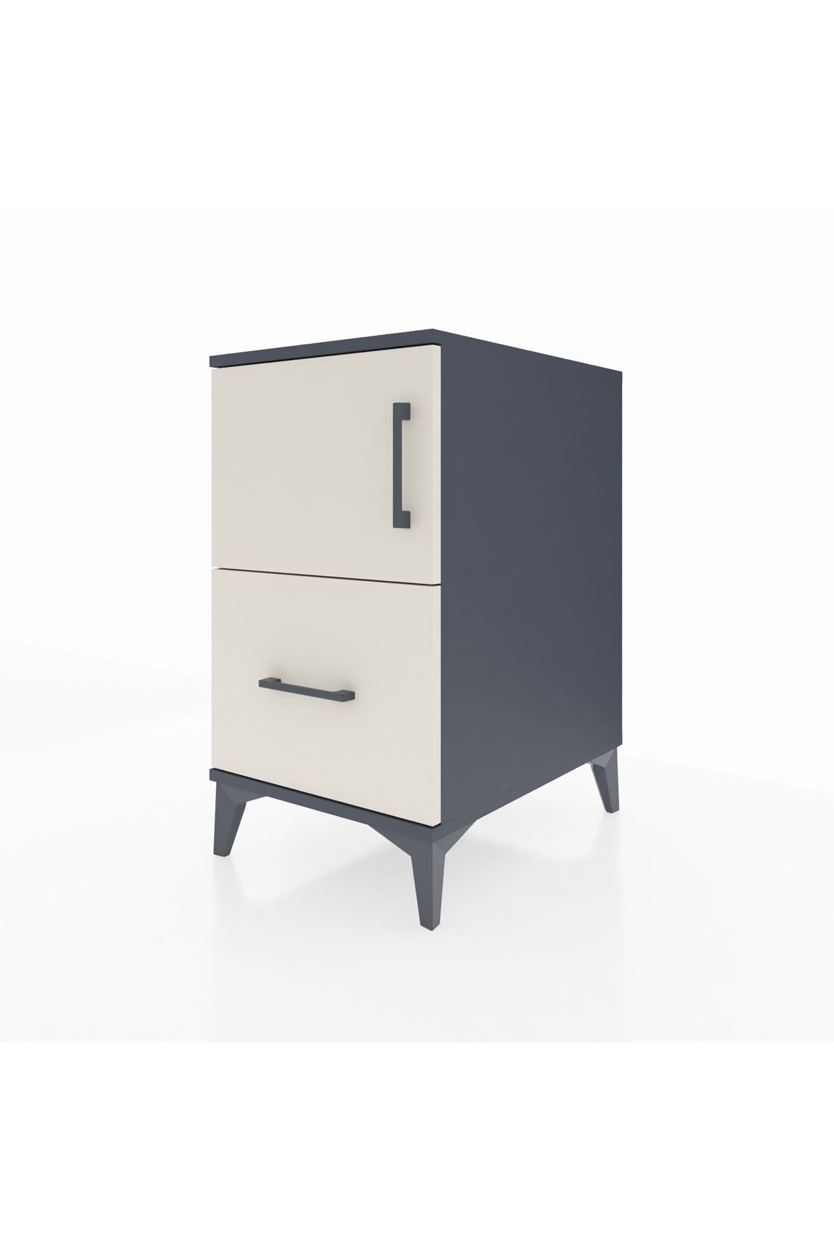 Kronos Komodin 2 Raflı Tek Çekmeceli Tek Kapaklı 44x59x80 Antrasit-Aytaşı