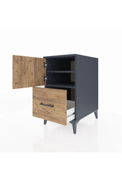 Kronos Komodin 2 Raflı Tek Çekmeceli Tek Kapaklı 44x59x80 Antrasit-Çam