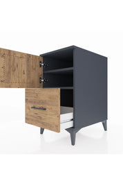 Kronos Komodin 2 Raflı Tek Çekmeceli Tek Kapaklı 44x59x80 Antrasit-Çam